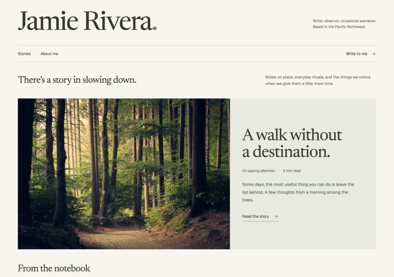 Journal personal website shown in a desktop browser viewport
